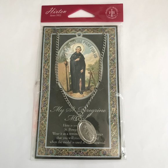 Vintage St Peregrine Cross Necklace Medal Catholic 24" Patron Saint of Cancer - Picture 3 of 12